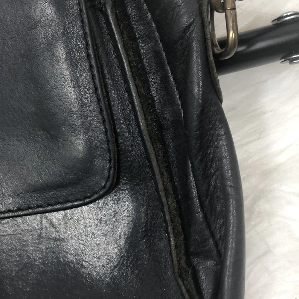 WILL Leather Goods Black Leather Crossbody Bag Brass Hardware 7x10